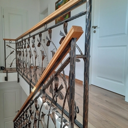 Garde-corps forg� int�rieur avec main courante en bois - garde-corps pour escaliers